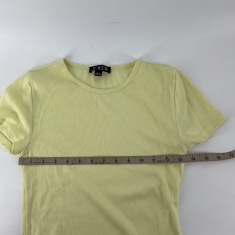 J.Crew Womens Small Ribbed Fitted Baby Tee Lemon Yellow Stretch Top Y2K - Picture 4 of 5